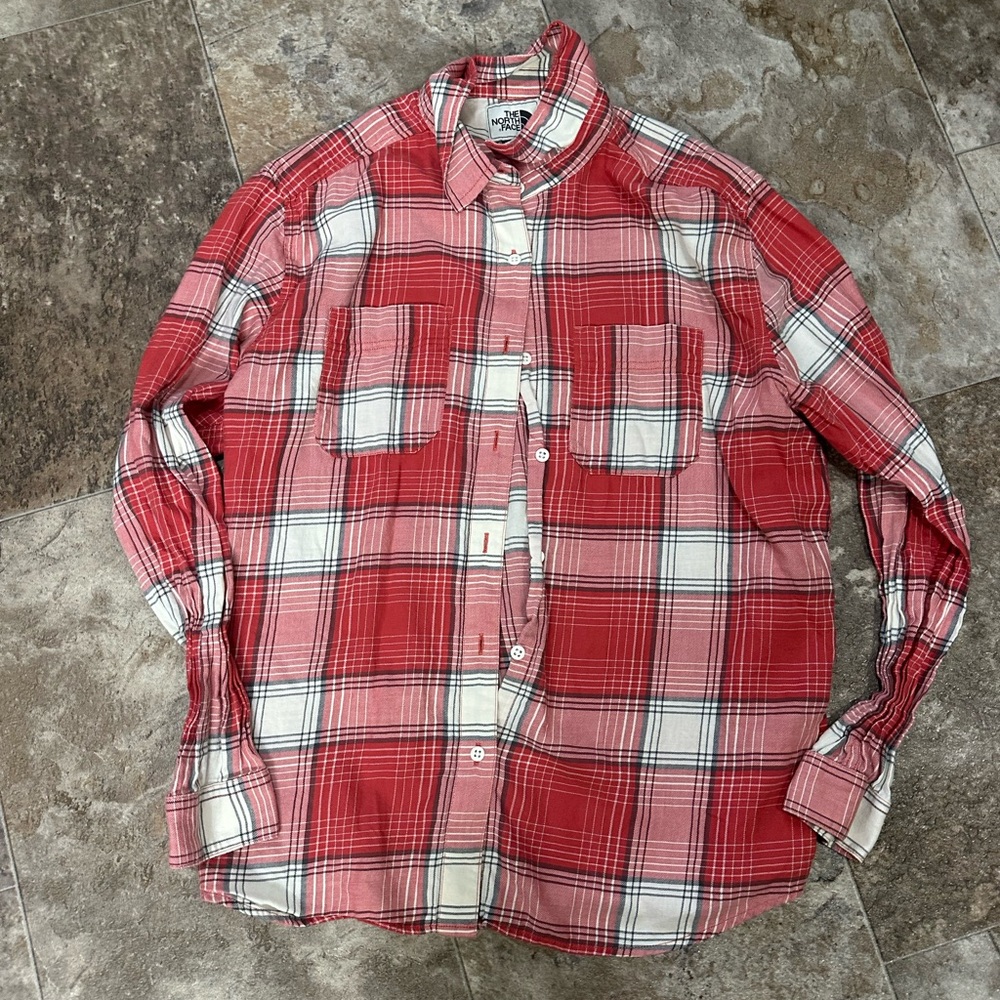 The North Face Red and White Plaid Women's Shirt